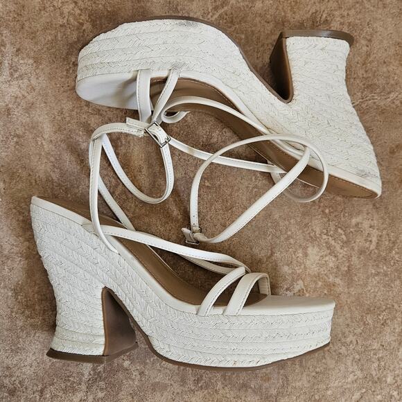 MARC FISHER Womens Ivory Strappy Padded Fetch Round Toe Espadrille Shoes Size 9 - Picture 9 of 9